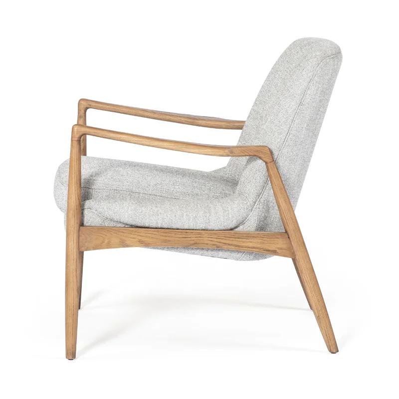 Gray Polyester Blend Armchair with Solid Wood Frame