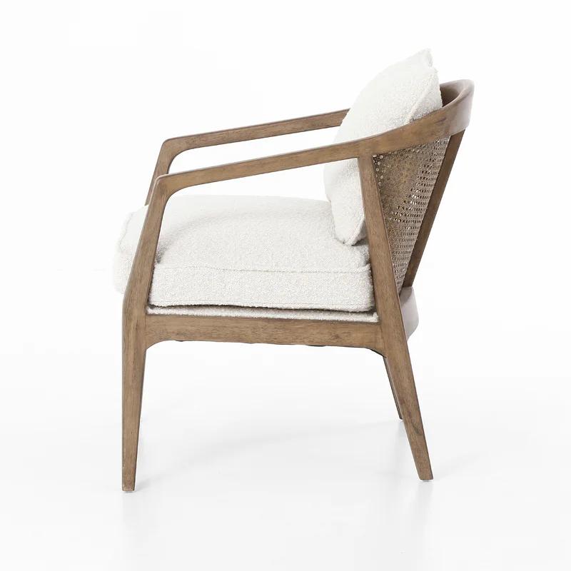 Cream and Natural Wood Accent Armchair