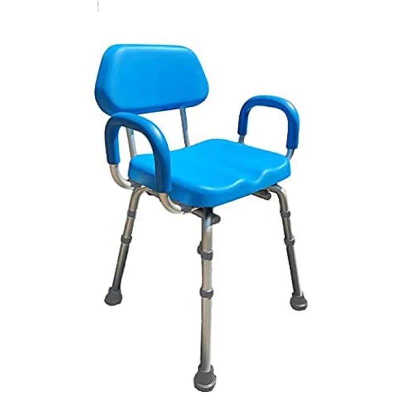 ComfortAble Deluxe Padded Shower Chair with Armrests, Solid Blue