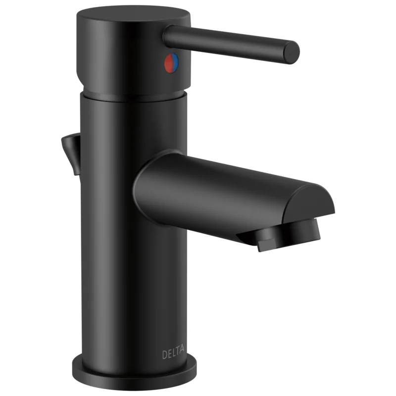 Sleek Matte Black Single Hole Brass Bathroom Faucet with Drain