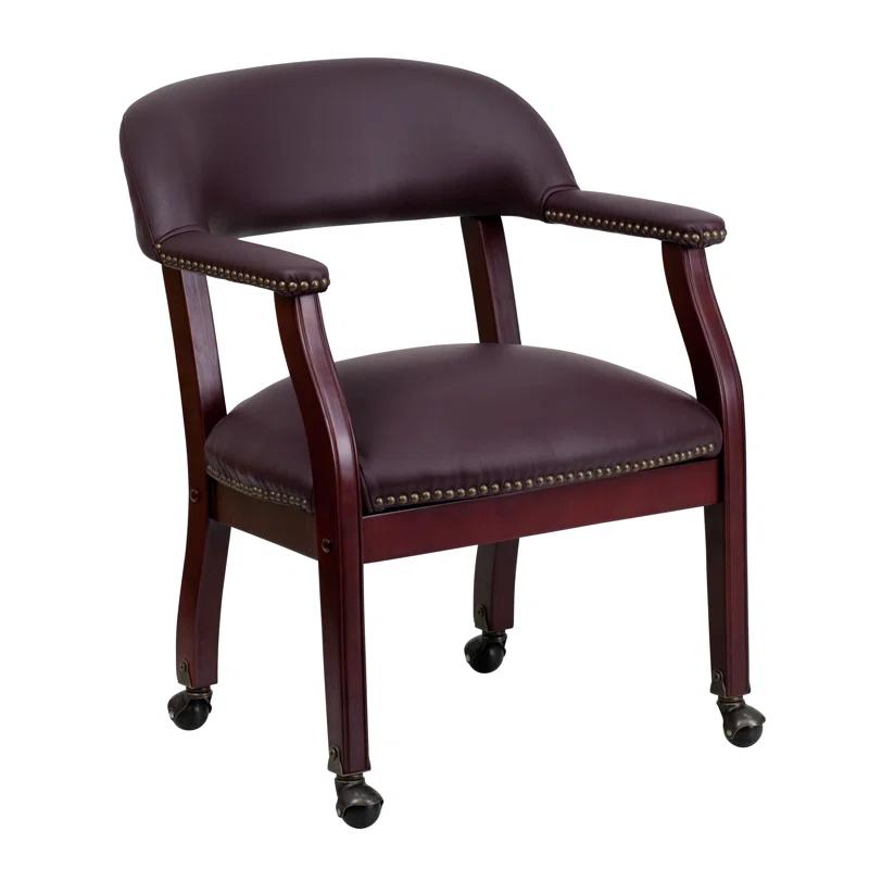 Leather Seat Waiting Room Chair with Wood Frame