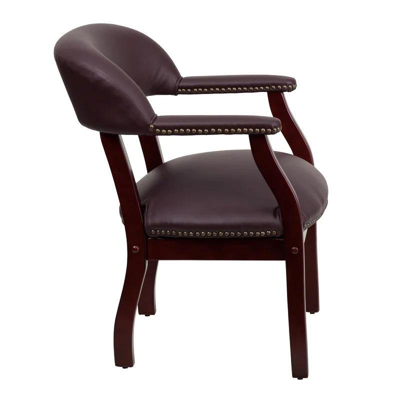 Burgundy LeatherSoft Traditional Office Chair with Brass Nail Trim