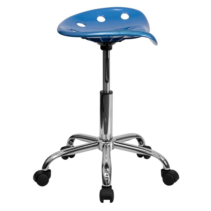 Elliott Vibrant Bright Blue Chrome Swivel Task Chair with Tractor Seat