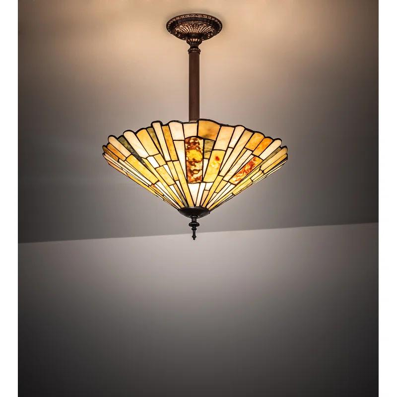 Meyda Tiffany - 77801 - Three Light Inverted Pendant - Delta - Mahogany Bronze