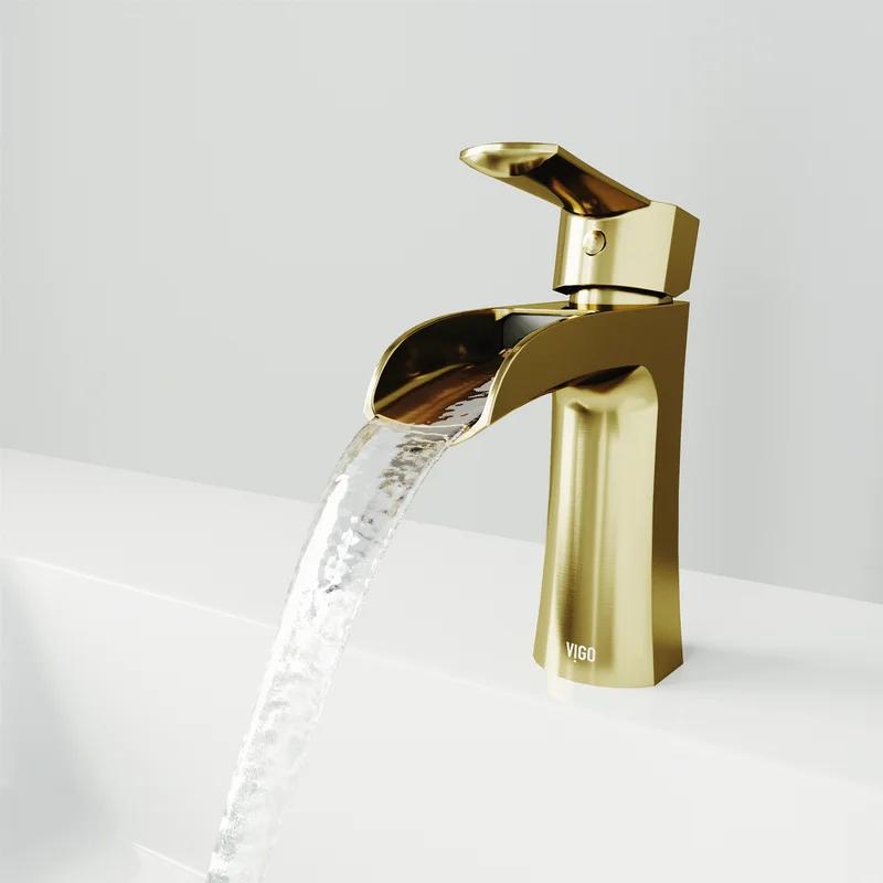 Paloma Matte Brushed Gold Single-Hole Waterfall Bathroom Faucet