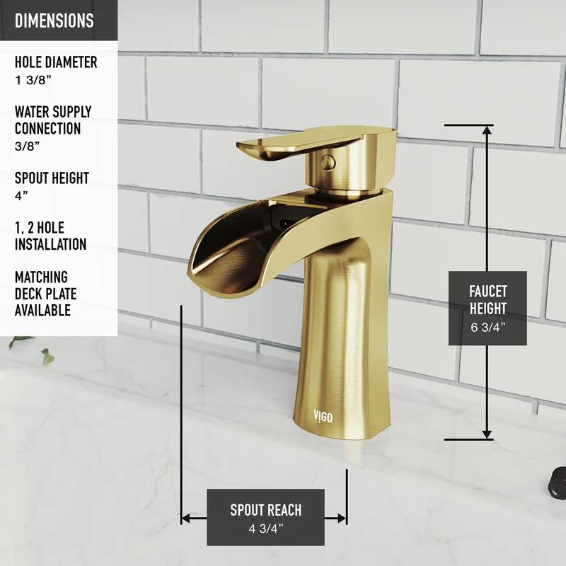 Paloma Matte Brushed Gold Single-Hole Waterfall Bathroom Faucet