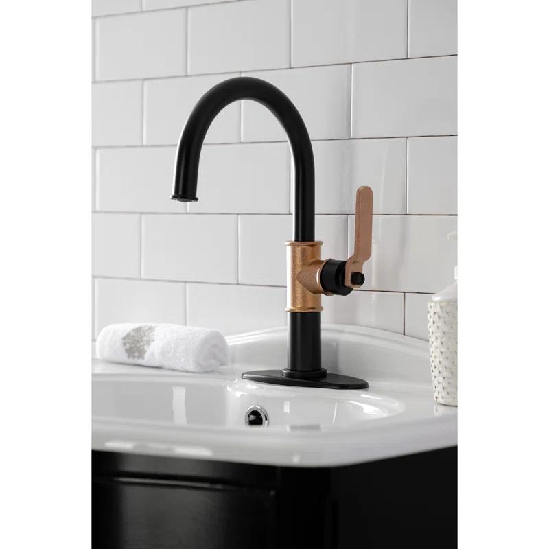 Kingston Brass Whitaker Single-Handle 1-Hole Deck Mount Bathroom Faucet with Push Pop-Up and Deck Plate