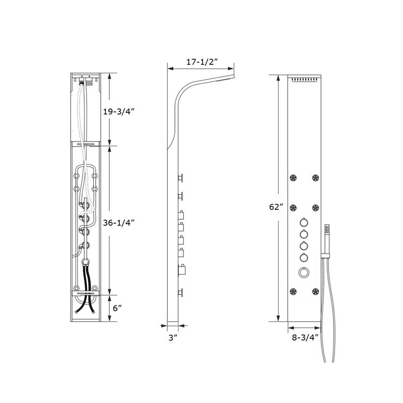 62'' Shower Panel with Adjustable Shower Head