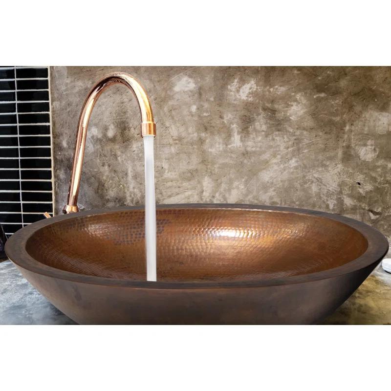 Title: Ambiente Mexican Copper Crafts 19x14" Oval Copper Bathroom Sink - Bronze Finish Small Undermount or Drop-in Sink for Bathroom