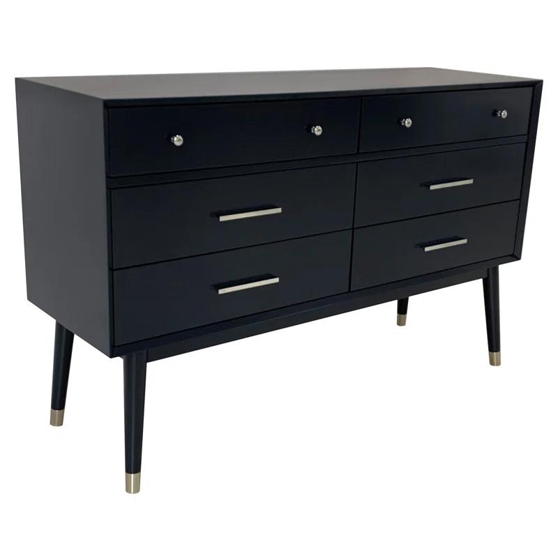 Safavieh Couture Home Collection Madden Retro Navy and Silver 6-Drawer Dresser Navy/Silver
