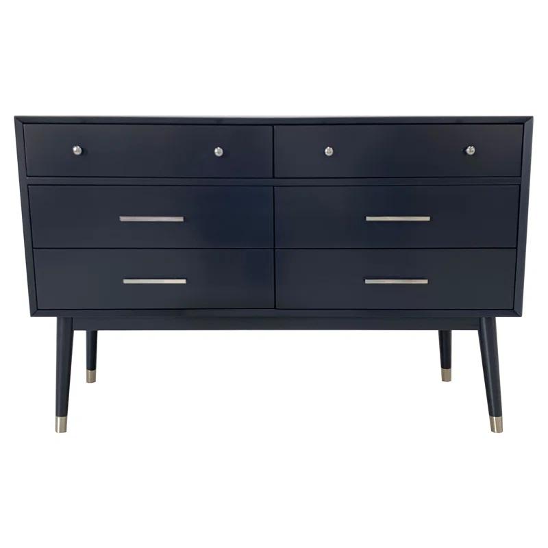 Safavieh Couture Home Collection Madden Retro Navy and Silver 6-Drawer Dresser Navy/Silver