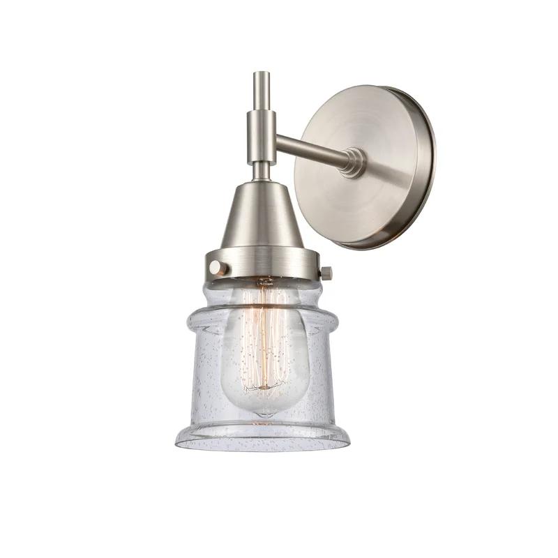Nickel Jelly Jar Dimmable Wall Sconce with Seedy Glass Shade