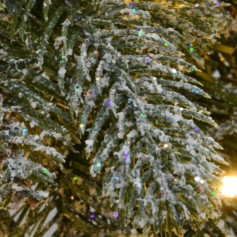 The Holiday Aisle® 24" Snowy Morgan Spruce Wreath with Dual Color LED Cosmic Lights