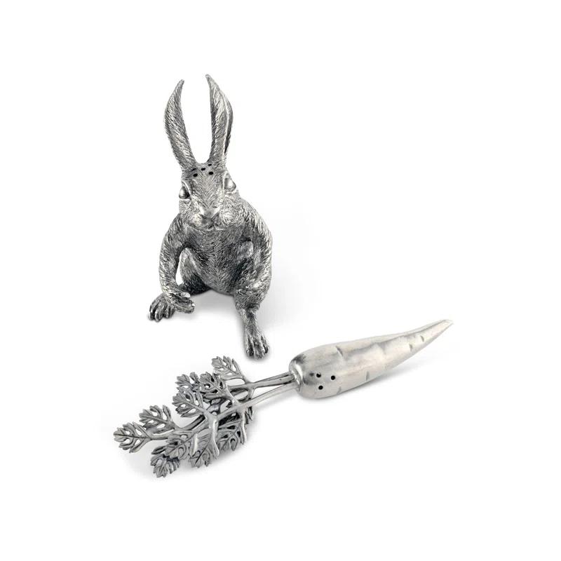Vagabond House Garden Friends Rabbit Carrot Salt or Pepper Shaker