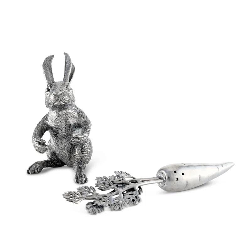 Vagabond House Garden Friends Rabbit Carrot Salt or Pepper Shaker