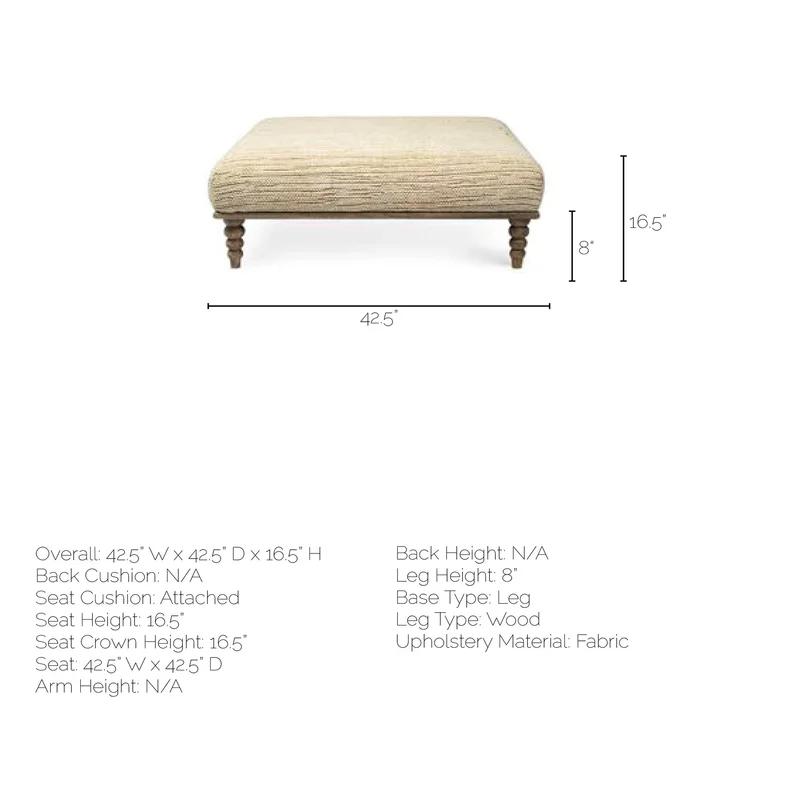 Alder I Cream Fabric and Natural-Brown Mango Wood Square Bench