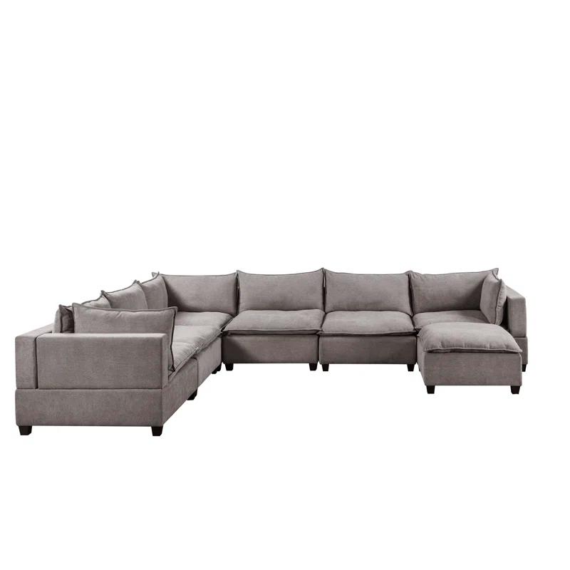 Madison Light Gray Microfiber 7-Piece Sectional with Ottoman