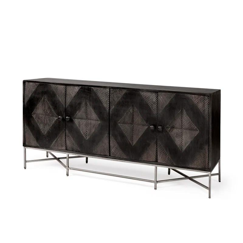 Hogarth 72'' Two-Tone Diamond-Patterned Mango Wood Sideboard