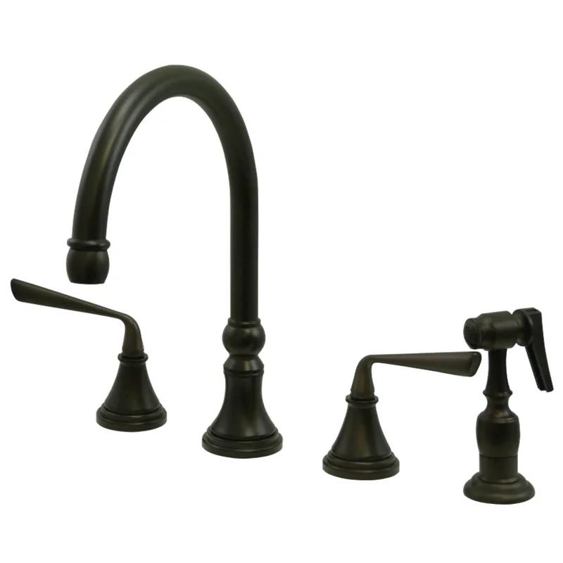 Stately Elegance Oil Rubbed Bronze Widespread Kitchen Faucet with Side Sprayer