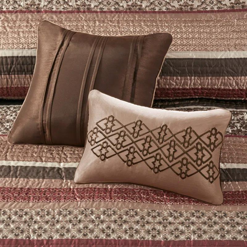 Madison Park Princeton Jacquard Quilt Set with Throw Pillows