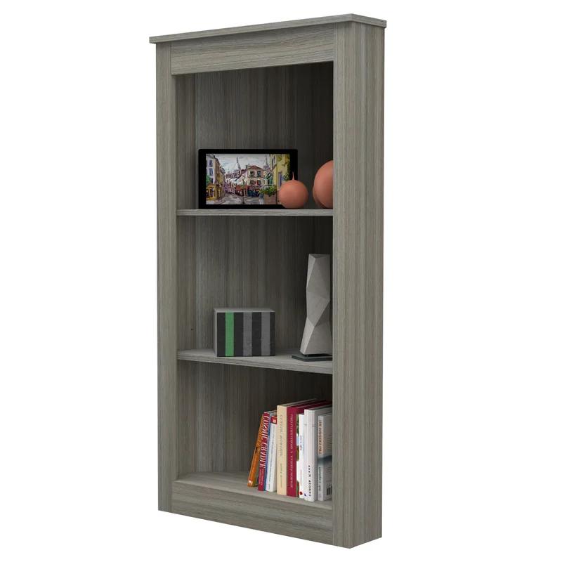 Compact Smoke Oak Corner Bookcase with Durable Melamine Finish