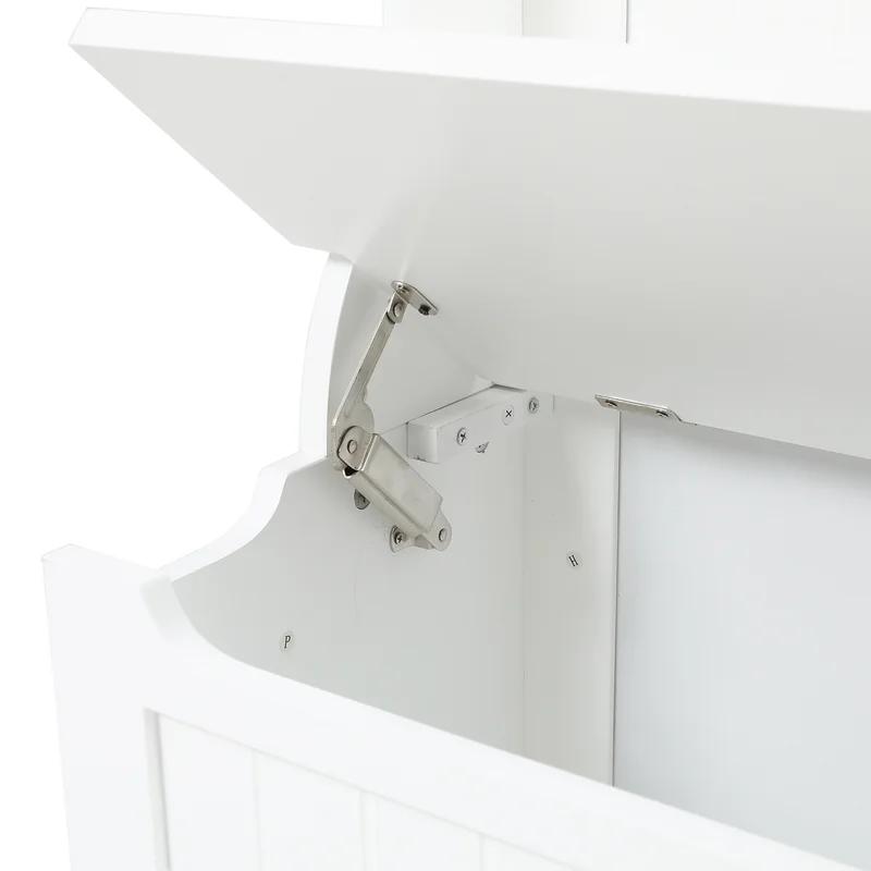 Bright White MDF Hall Tree with Storage Bench and Coat Hooks