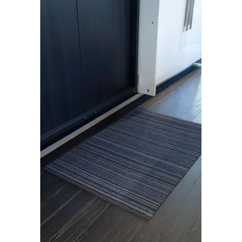 Chilewich Skinny Stripe Blue Shag Doormat, 24" x 72"