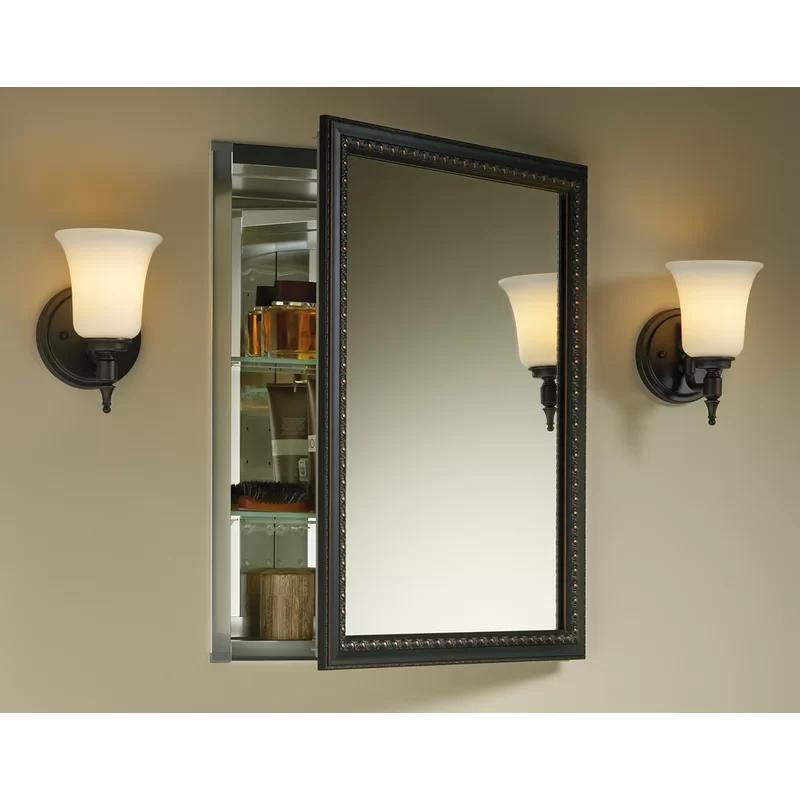 Elegant Oil-Rubbed Bronze Aluminum Medicine Cabinet with Mirrored Interior