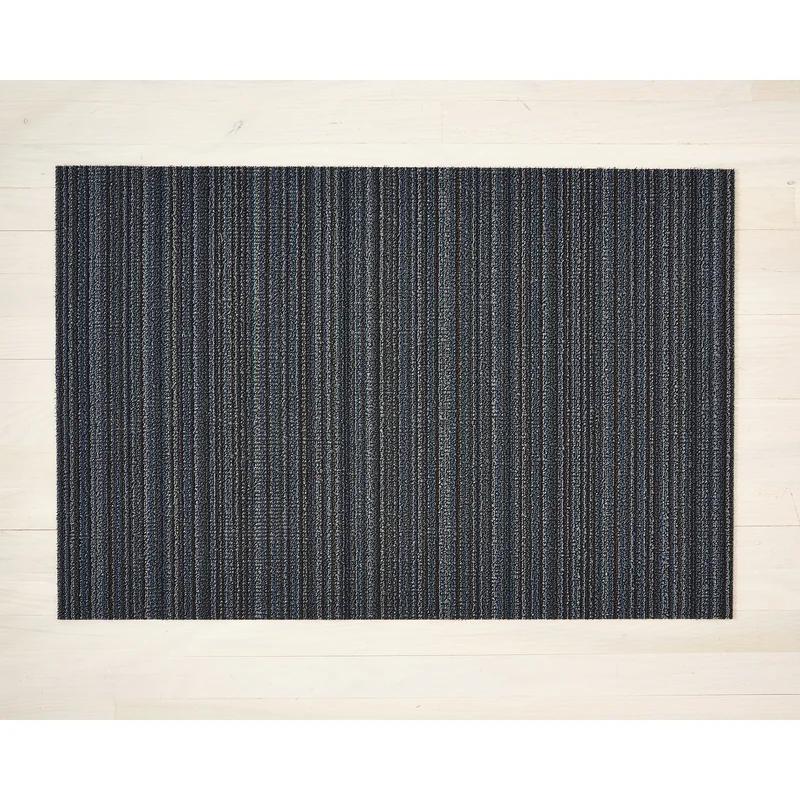 Chilewich Skinny Stripe Blue Shag Doormat, 24" x 72"