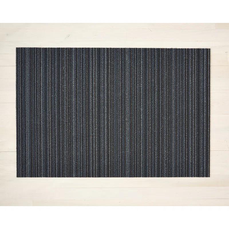 Chilewich Skinny Stripe Blue Shag Doormat, 24" x 72"