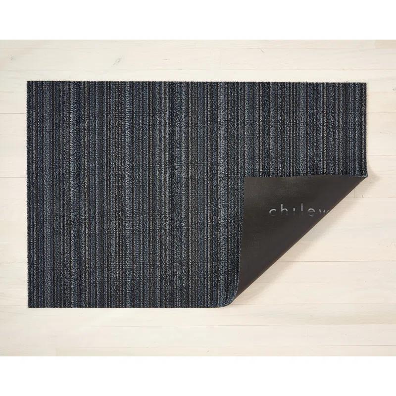 Chilewich Skinny Stripe Blue Shag Doormat, 24" x 72"