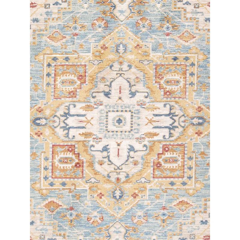 Heritage Vibrant L. Blue Synthetic Oriental Runner Rug - 2'6" x 8'