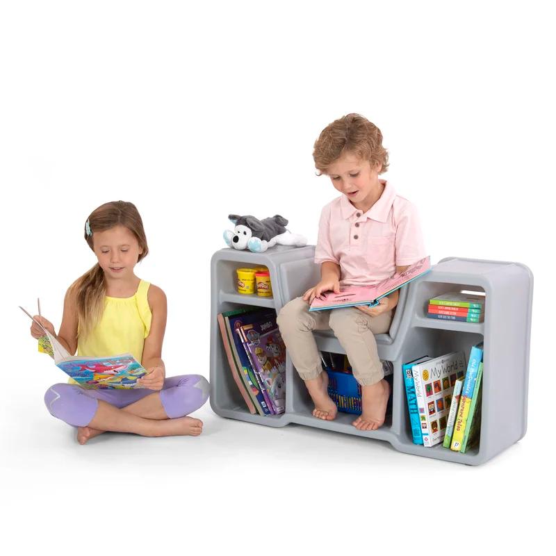 Simplay3 Cozy Gray Cubby Reading Nook for Kids