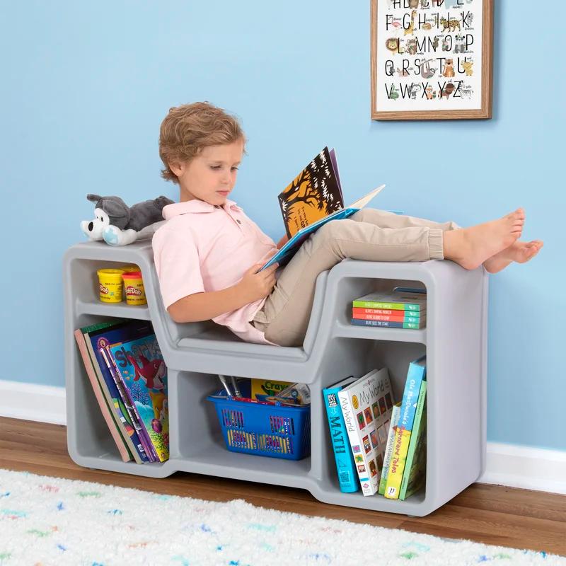 Simplay3 Cozy Gray Cubby Reading Nook for Kids