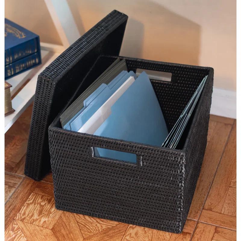 Handwoven Burmese Rattan Rectangle Storage Box with Lid