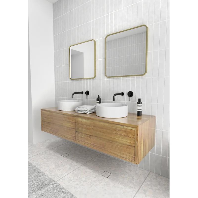 Trinity Sleek 48" Bronze and Gold Wood Framed Bathroom Mirror