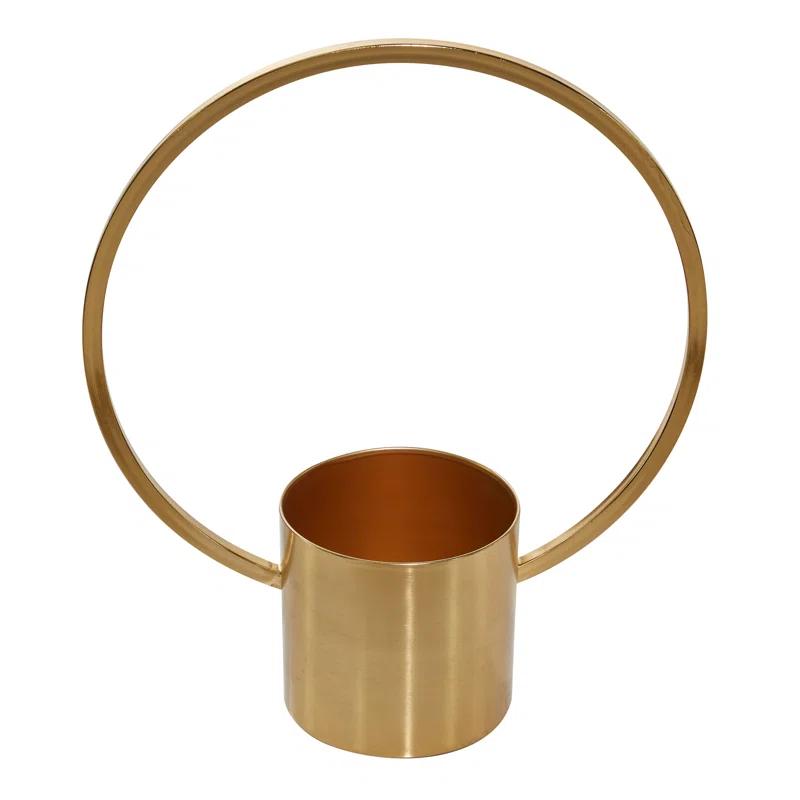 CosmoLiving by Cosmopolitan Round Gold Metal Ring Wall Planter, Set Of 2: 11", 14"