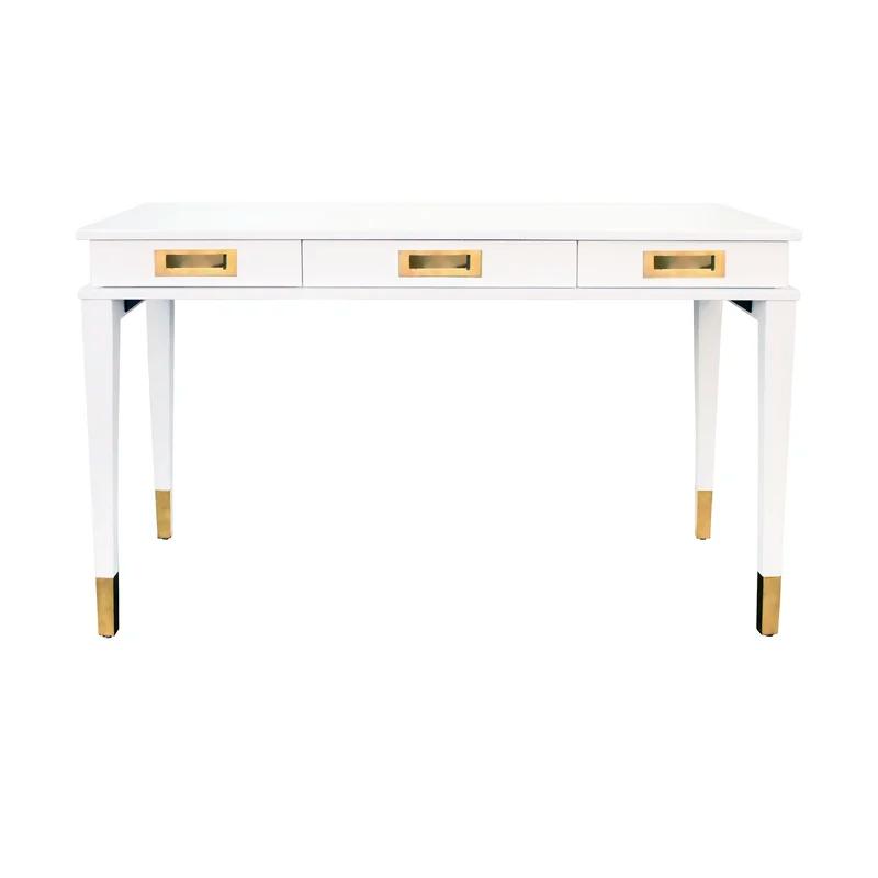 Contemporary Matte White 52" Home Office Desk with 3 Drawers