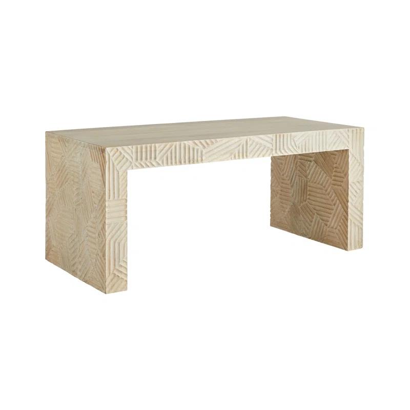 Beth Webb Inspired White Washed Mango Wood Rectangular Cocktail Table