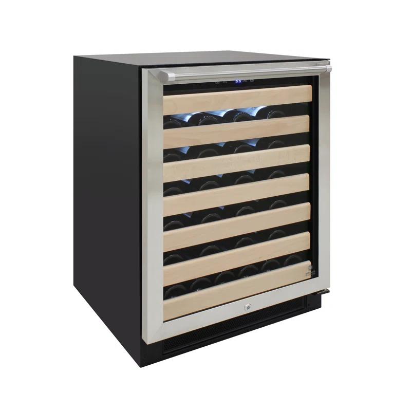 Vinotemp 54-Bottle Single-Zone Wine Cooler with Blue LED & Wood Lip Racks