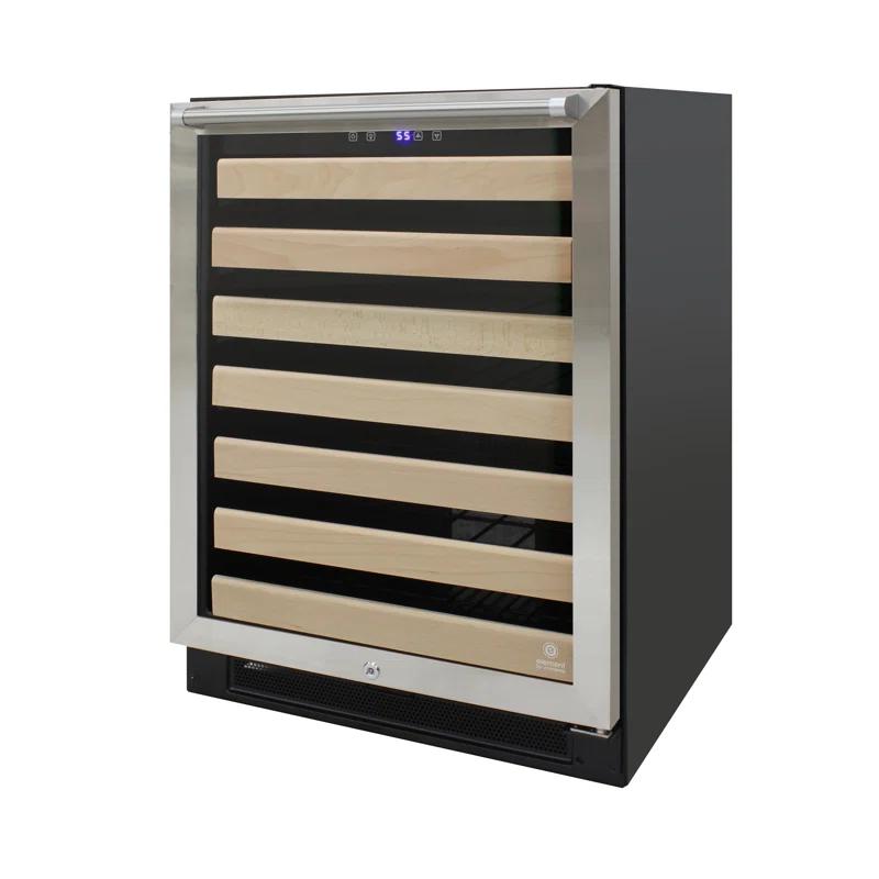 Vinotemp 54-Bottle Single-Zone Wine Cooler with Blue LED & Wood Lip Racks