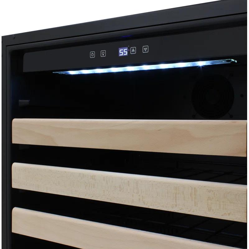 Vinotemp 54-Bottle Single-Zone Wine Cooler with Blue LED & Wood Lip Racks