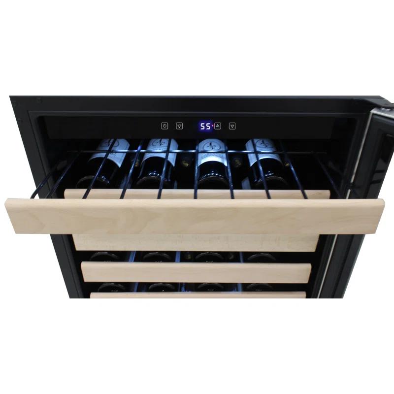 Vinotemp 54-Bottle Single-Zone Wine Cooler with Blue LED & Wood Lip Racks