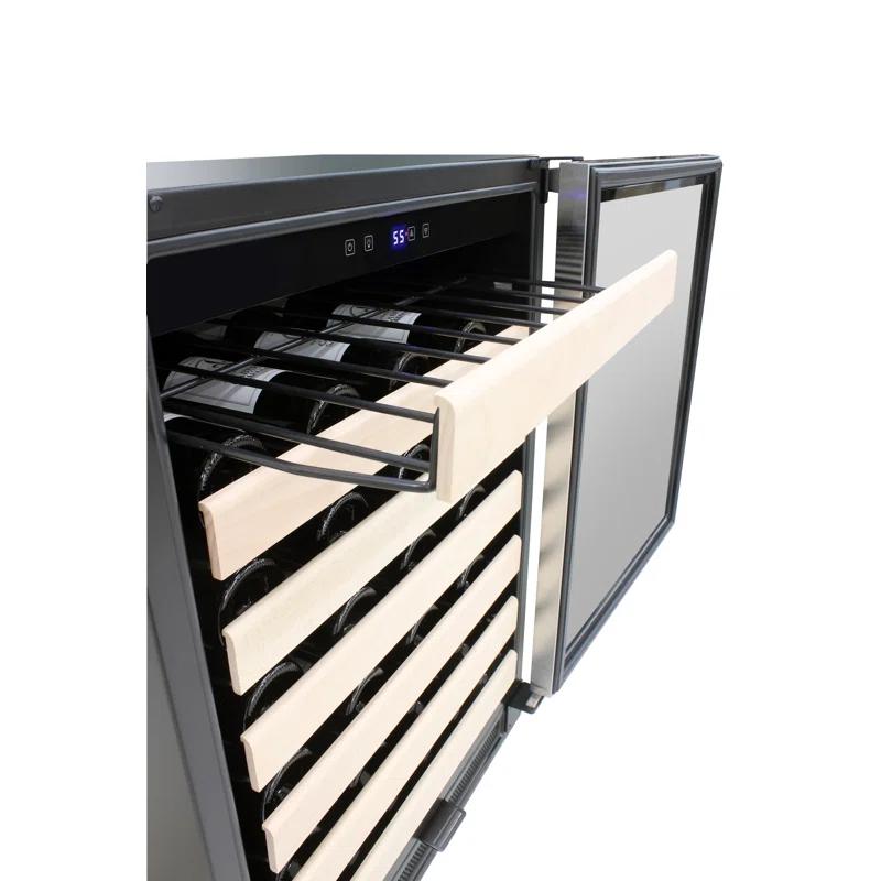 Vinotemp 54-Bottle Single-Zone Wine Cooler with Blue LED & Wood Lip Racks