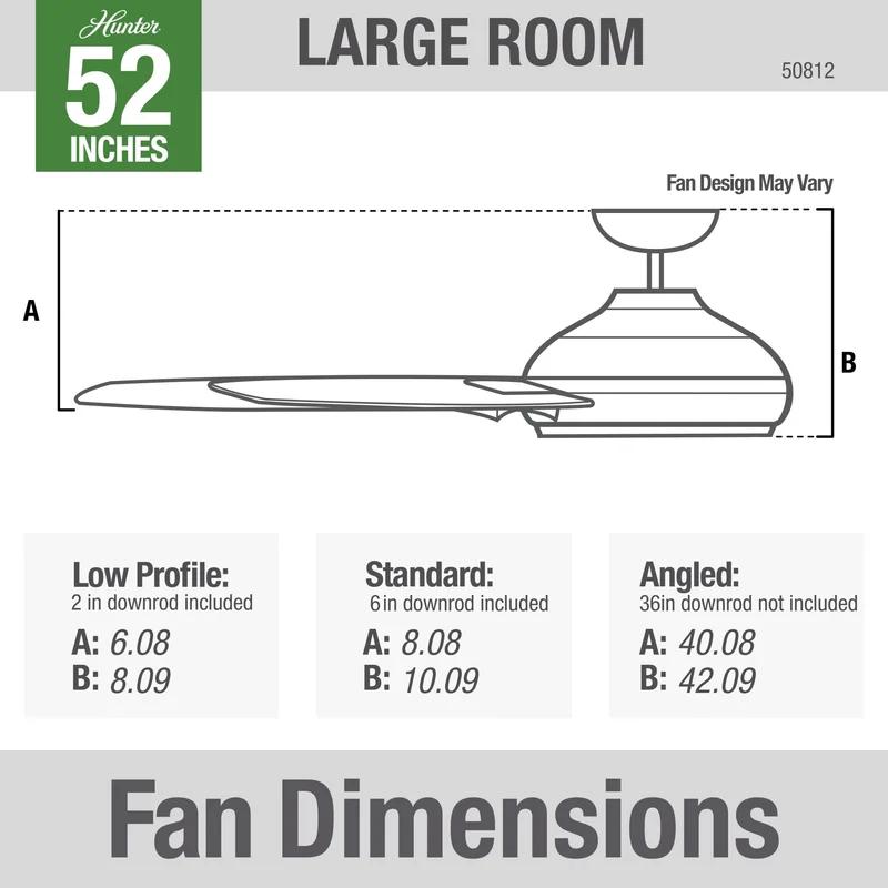 Presto Matte Nickel 52" Low Profile Ceiling Fan with Remote