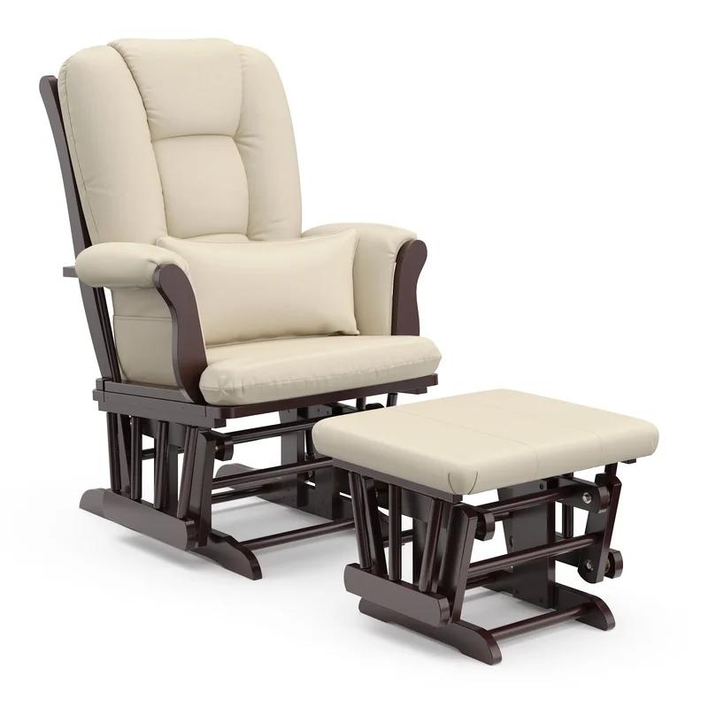 Tuscany Espresso and Beige Glider Chair with Ottoman Set