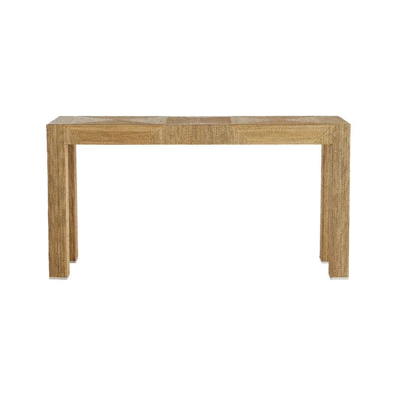 Palmetto 60'' Natural Woven Rope and Glass Console Table with Storage
