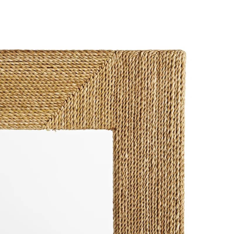 Palmetto 60'' Natural Woven Rope and Glass Console Table with Storage