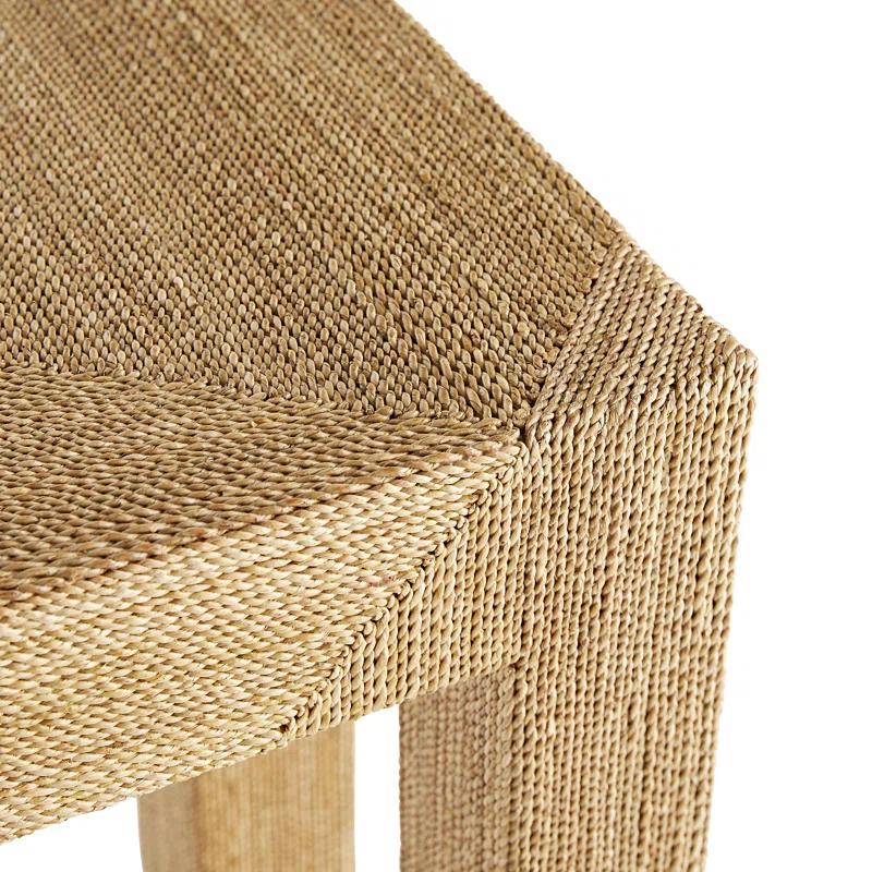 Palmetto 60'' Natural Woven Rope and Glass Console Table with Storage