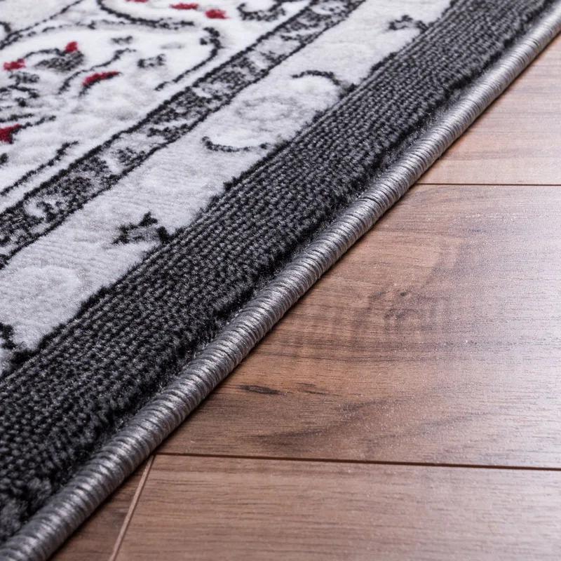 Ebern Designs Dickenson Mamba Geometric Grey Indoor/Outdoor Hi-Lo Area Rug